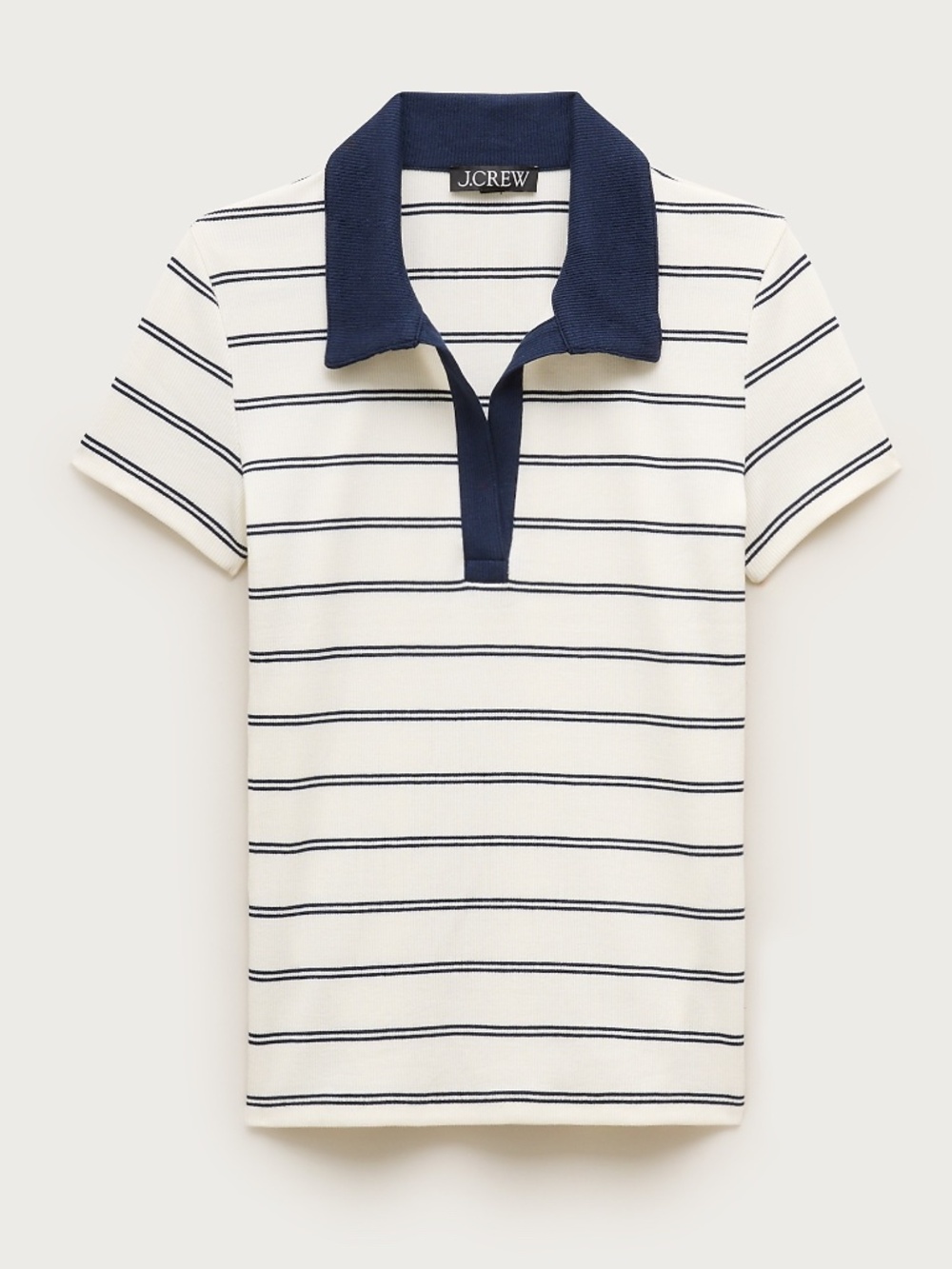 NWT J.Crew Perfect Rib Johnny-collar Top in Stripe